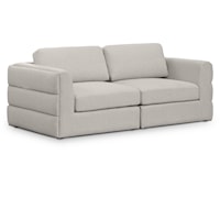 Beckham Beige Durable Linen Textured Fabric Modular Sofa