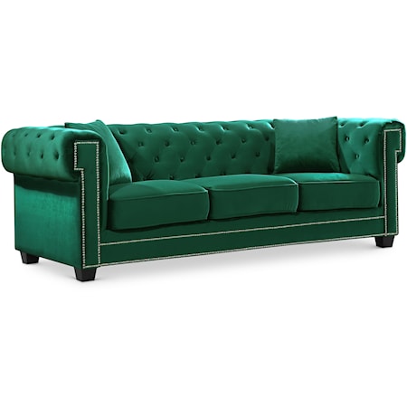 Contemporary Bowery Sofa Green Velvet