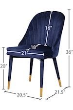 Meridian Furniture Belle Contemporary Navy Velvet Dining Chair