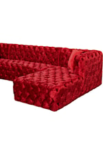 Meridian Furniture Coco 3-Piece Red Velvet Sectional Sofa with Tufting
