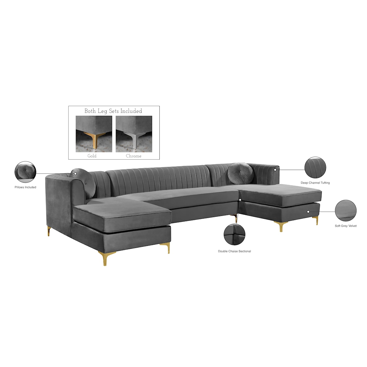 Meridian Furniture Graham 3pc. Sectional