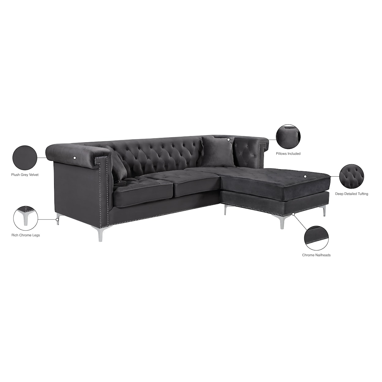 Meridian Furniture Damian 2pc. Reversible Sectional