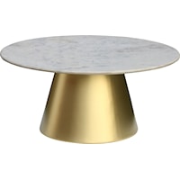 Contemporary 36" Round Coffee Table with Marble Top