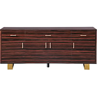 Contemporary Excel Sideboard/Buffet Brown Zebra Wood Veneer Lacquer