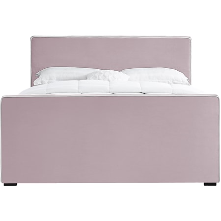 Contemporary Dillard Queen Bed Pink Velvet