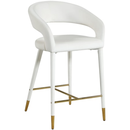 Upholstered Cream Velvet Counter Stool