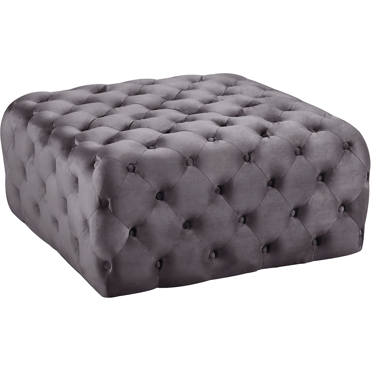 Meridian Furniture Ariel Grey Velvet Accent Ottoman with Tufting