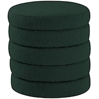 Contemporary Aphia Ottoman/Stool Green Boucle Fabric