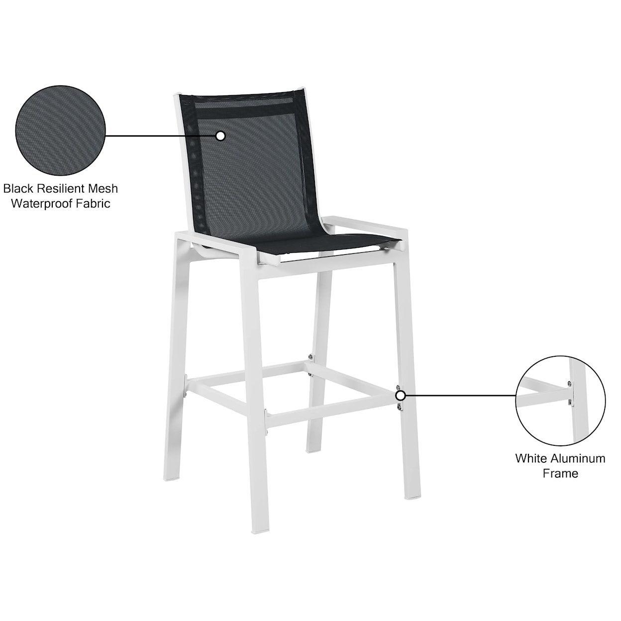 Meridian Furniture Nizuc Aluminum Mesh Barstool