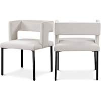 Contemporary Cream Velvet Upholstered Dining Chair