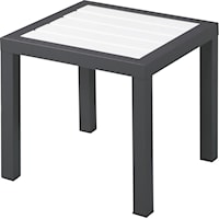 Nizuc White Wood Look Accent Paneling Outdoor Patio Aluminum End Table