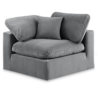 Comfy Grey Velvet Modular Corner Chair