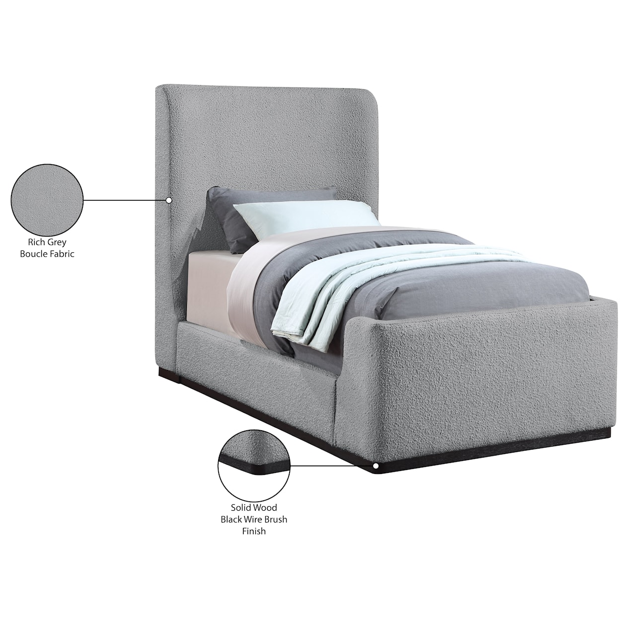 Meridian Furniture Oliver Twin Bed (3 Boxes)