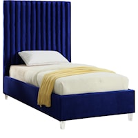 Contemporary Candace Twin Bed Navy Velvet