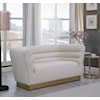 Meridian Furniture Bellini Cream Velvet Loveseat with Gold Steel Base