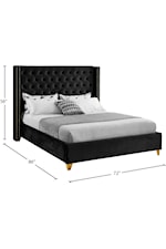 Meridian Furniture Barolo Contemporary Upholstered Black Velvet Queen Bed