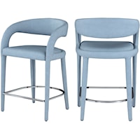 Sylvester Light Blue Faux Leather Stool