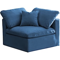 Plush Navy Velvet Standard Comfort Modular Corner Chair