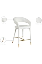 Meridian Furniture Destiny Contemporary Upholstered Cream Velvet Counter Stool