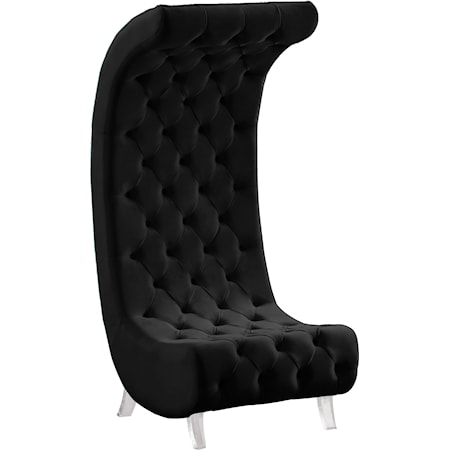Contemporary Black Velvet Upholstered Accent Chair