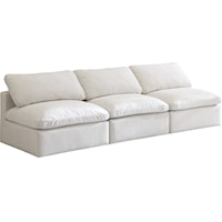 Plush Cream Velvet Standard Comfort Modular Sofa