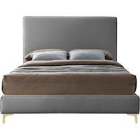 Contemporary Geri King Bed Grey Velvet