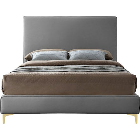 Contemporary Geri King Bed Grey Velvet