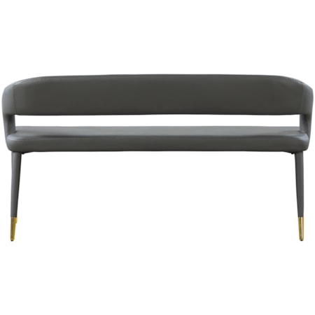 Upholstered Grey Faux Leather Bench