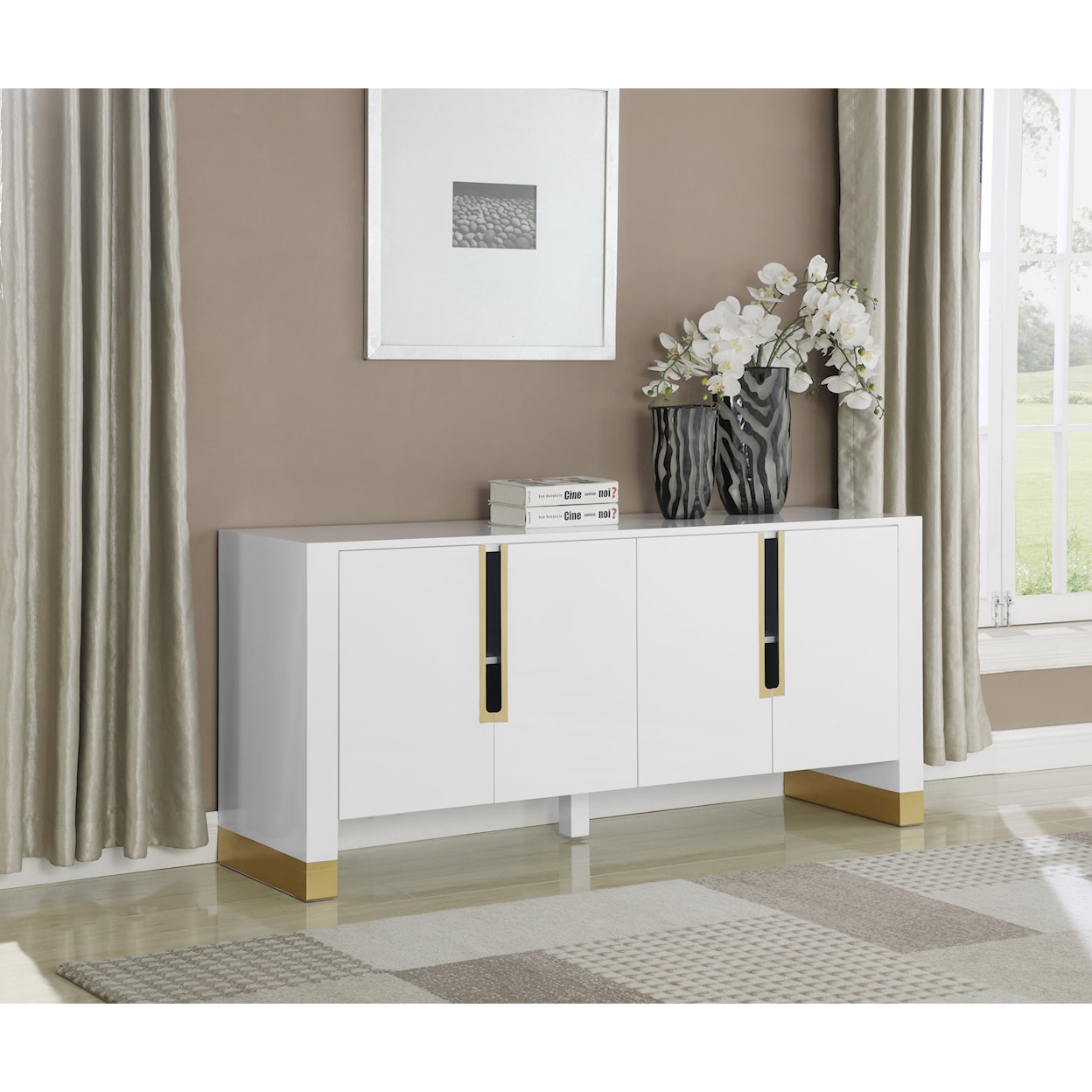 Meridian Furniture Florence White Sideboard with Storage