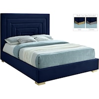 Nora Navy Velvet Queen Bed