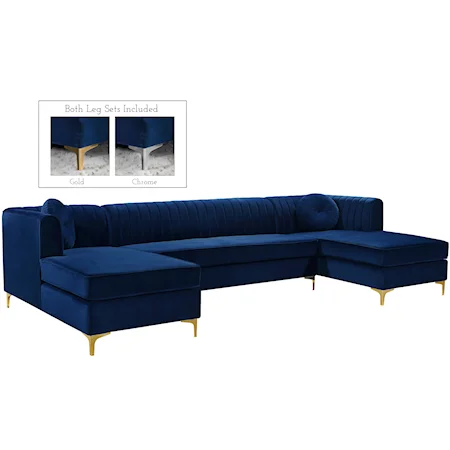 Graham Navy Velvet 3pc. Sectional