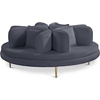 Circlet Grey Velvet Round Sofa Settee