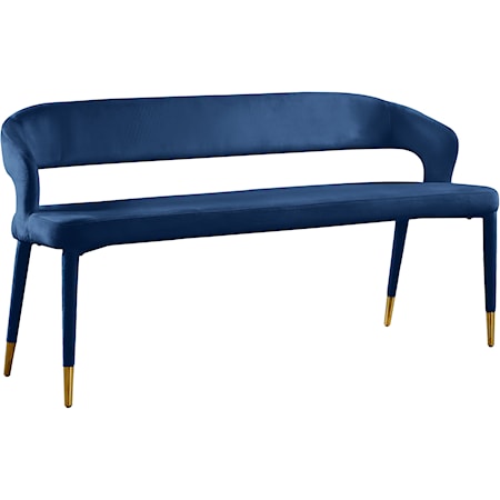 Contemporary Upholstered Navy Velvet Bench