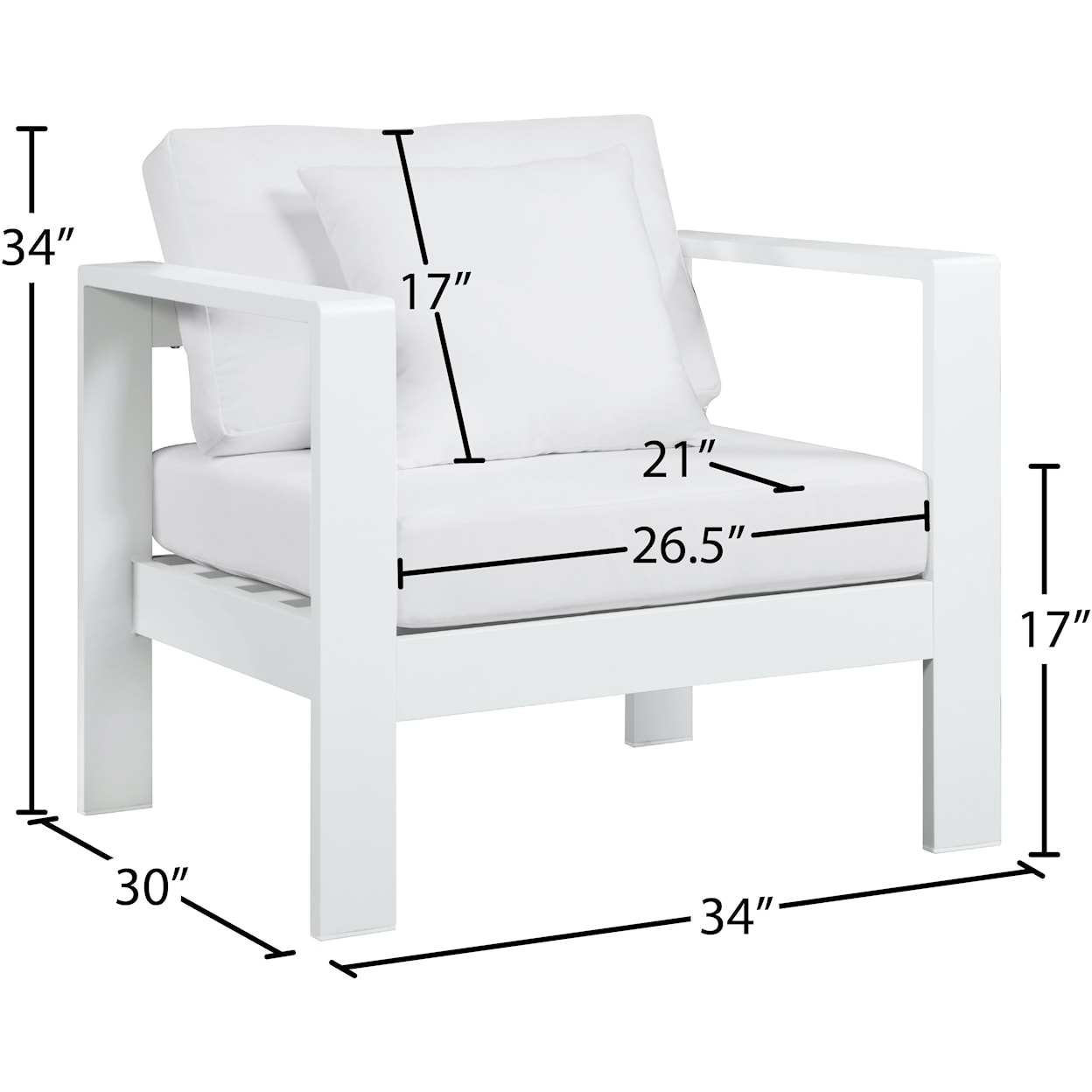 Meridian Furniture Nizuc Aluminum Arm Chair