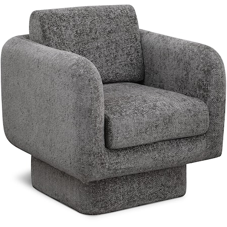 Contemporary Upholstered Chenille Swivel Accent Chair - Grey
