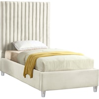 Contemporary Candace Twin Bed Cream Velvet