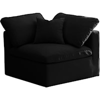 Plush Black Velvet Standard Comfort Modular Corner Chair