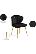 Meridian Furniture Finley Contemporary Black Velvet Dining Chair with Gold Legs