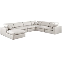 Comfy Cream Faux Leather Modular Sectional