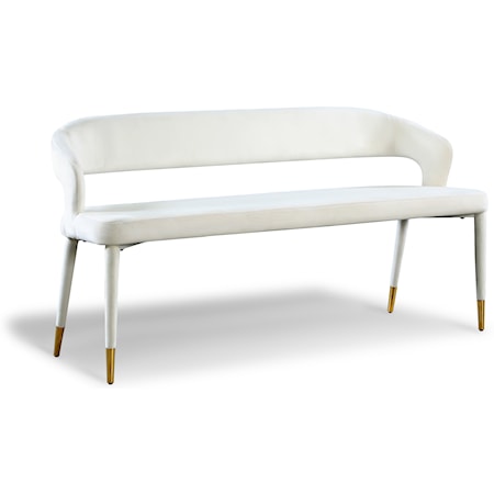 Contemporary Upholstered Cream Velvet Bench