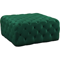 Contemporary Green Velvet Accent Ottoman with Tufting