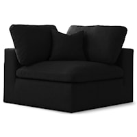 Serene Black Linen Textured Fabric Deluxe Comfort Modular Corner Chair