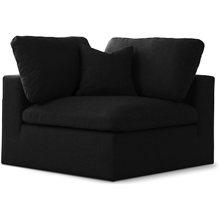 Serene Black Linen Textured Fabric Deluxe Comfort Modular Corner Chair