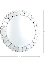 Meridian Furniture Cocoon Contemporary Round Mirror with Pebbled Trim