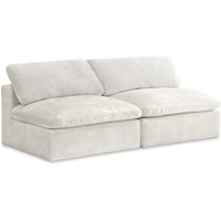 Cozy Cream Velvet Comfort Modular Armless Sofa