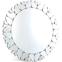 Contemporary Round Mirror with Pebbled Trim