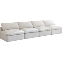 Plush Cream Velvet Standard Comfort Modular Sofa