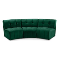 Limitless Green Velvet 3Pc. Modular Sectional