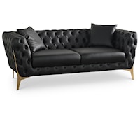 Contemporary Faux Leather Loveseat with Button Tufting