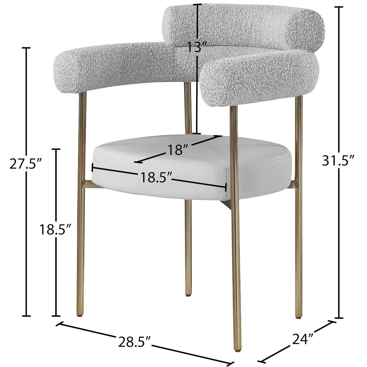 Meridian Furniture Blake Fabric and Faux Leather Dining Chair